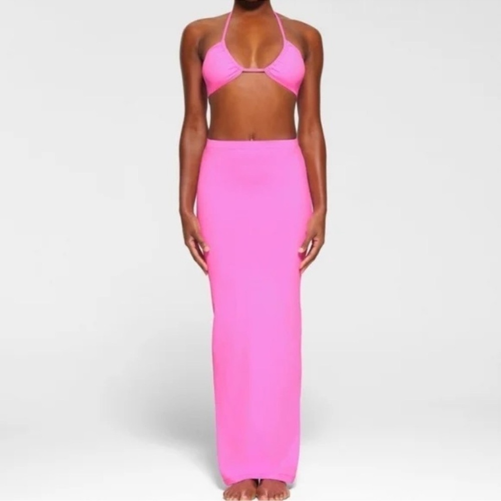 SKIMS  (C4) Recycled Swim Cut Out Long Maxi Tube Skirt S NWT Taffy